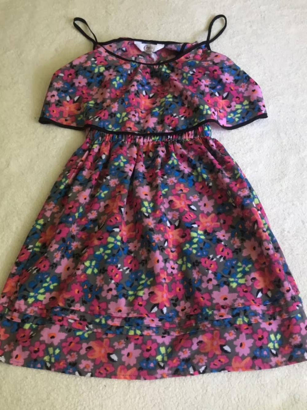 Y2K summer flowers pink ruffle floral sun dress  - barely worn, in good conditio